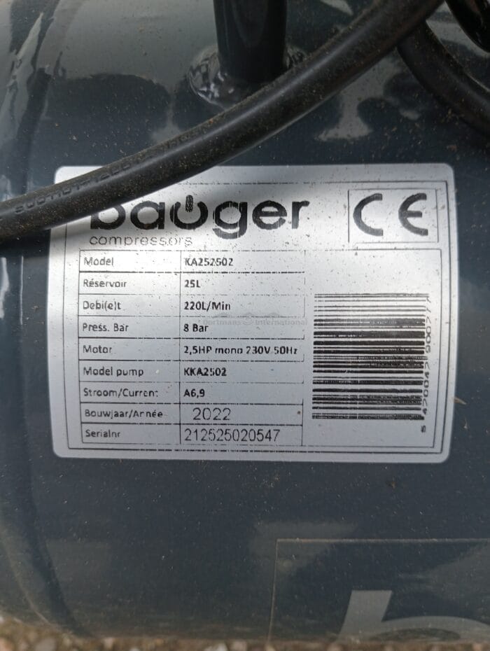 Bauger KA252502 Kompressor 25l 2.5hp 220lmin 2800tmin – Bild 2